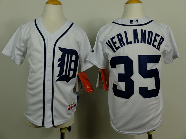 Youth Detroit Tigers 35 Verlander White MLB Jerseys